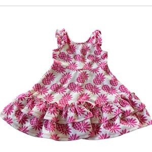 Janie And Jack Girls Pink Pineapple Jacquard Dress Size 6